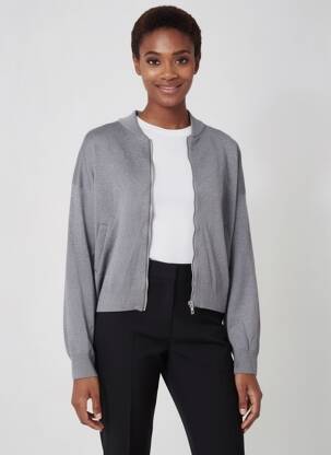 Gilet manches longues coupe cintrée gris C'EST BEAU LA VIE femme