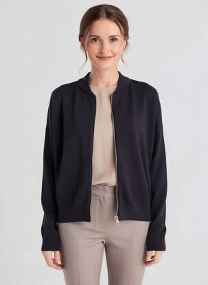 Gilet manches longues col rond bleu C'EST BEAU LA VIE femme