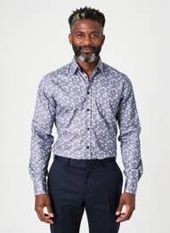 Chemise manches longues imprimé fantaisie bleu CAMBRIDGE homme