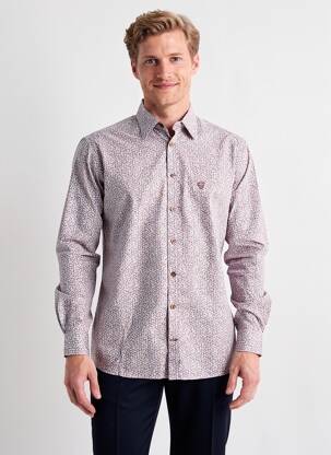 Chemise manches longues imprimé fantaisie rouge CAMBRIDGE homme