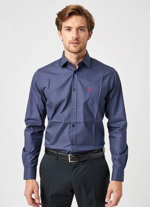 Chemise manches longues imprimé fantaisie bleu CAMBRIDGE homme