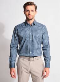 Chemise manches longues imprimé fantaisie bleu CAMBRIDGE homme