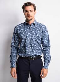 Chemise manches longues coupe droite bleu CAMBRIDGE homme