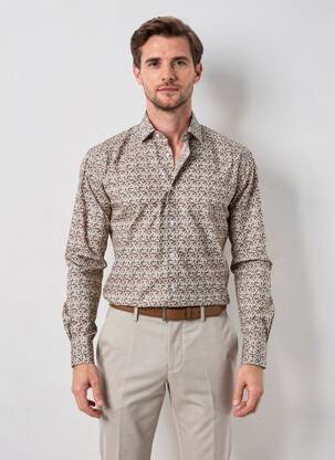 Chemise manches longues imprimé fleurs jaune CAMBRIDGE homme