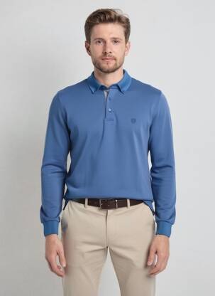 Polo manches longues manches longues bleu CAMBRIDGE homme
