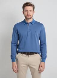 Polo manches longues manches longues bleu CAMBRIDGE homme