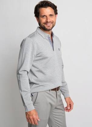 Polo manches longues manches longues gris CAMBRIDGE homme