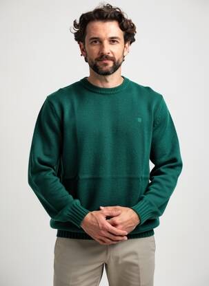 Pull col rond manches longues vert CAMBRIDGE homme
