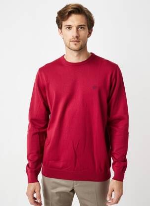 Pull col rond manches longues rouge CAMBRIDGE homme