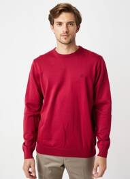 Pull col rond manches longues rouge CAMBRIDGE homme
