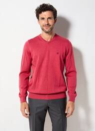Pull col v manches longues rouge CAMBRIDGE homme