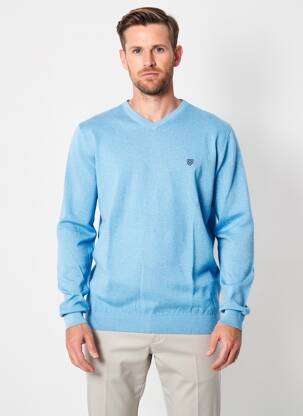 Pull col v manches longues bleu clair CAMBRIDGE homme