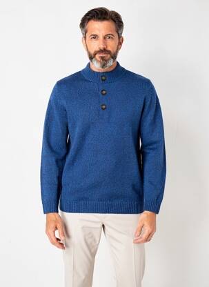 Pull col rond manches longues bleu CAMBRIDGE homme