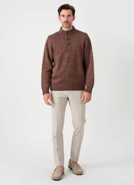 Pull col rond manches longues marron CAMBRIDGE homme