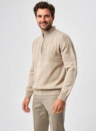 Pull col camionneur manches longues beige CAMBRIDGE homme