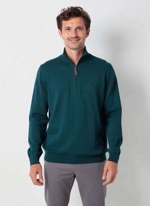 Pull manches longues manches longues vert fonce CAMBRIDGE homme