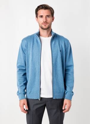 Gilet manches longues maille fine bleu CAMBRIDGE homme