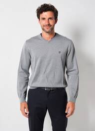 Pull col v manches longues gris CAMBRIDGE homme