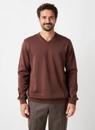 Pull col v manches longues marron CAMBRIDGE homme