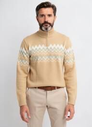 Pull stretch manches longues beige CAMBRIDGE homme
