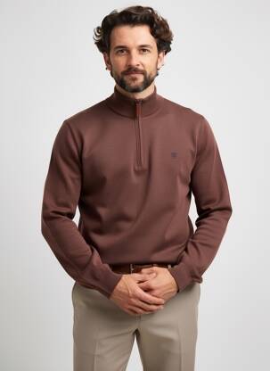 Pull col camionneur manches longues marron CAMBRIDGE homme