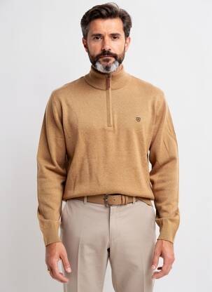 Pull stretch manches longues beige CAMBRIDGE homme