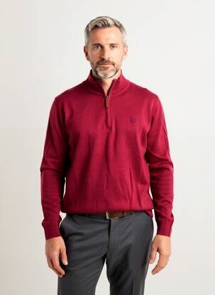 Pull stretch manches longues rouge CAMBRIDGE homme