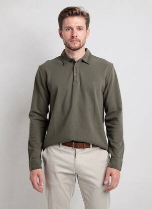 Polo manches longues manches longues vert CAMBRIDGE homme