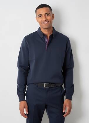 Sweat-shirt stretch manches longues bleu CAMBRIDGE homme