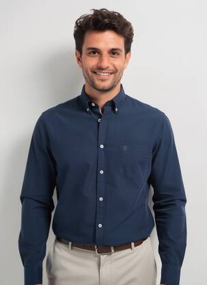 Chemise manches longues coupe cintrée bleu CAMBRIDGE homme
