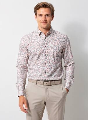 Chemise manches longues imprimé fleurs orange CAMBRIDGE homme