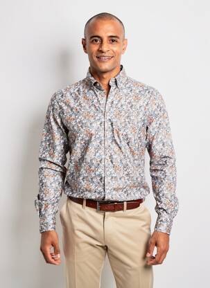 Chemise manches longues imprimé fleurs gris CAMBRIDGE homme