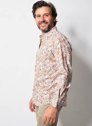 Chemise manches longues imprimé fleurs orange CAMBRIDGE homme