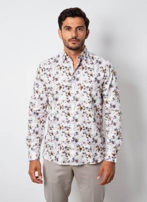 Chemise manches longues imprimé fleurs beige CAMBRIDGE homme