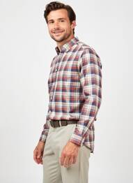 Chemise manches longues imprimé écossais orange CAMBRIDGE homme