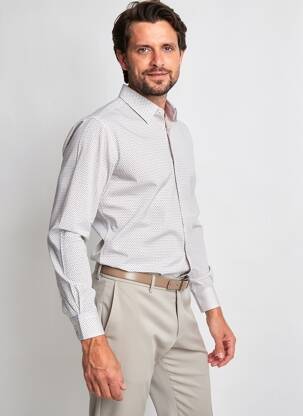 Chemise manches longues imprimé fantaisie beige CAMBRIDGE homme