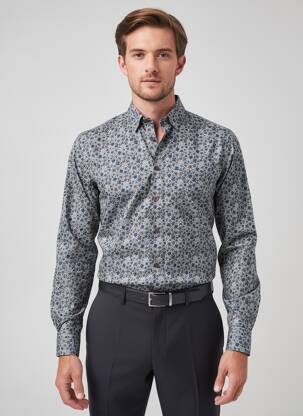 Chemise manches longues coupe cintrée bleu CAMBRIDGE homme