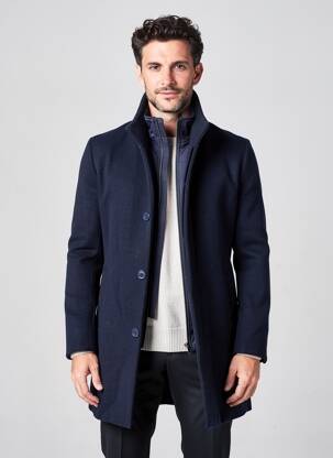 Manteau long manches longues sans capuche bleu CAMBRIDGE homme