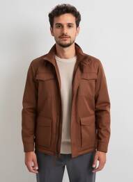 Manteau court fermeture zippée sous rabat pressionné sans capuche marron CAMBRIDGE homme