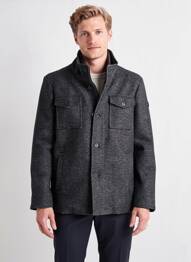 Manteau court col col montant sans capuche gris CAMBRIDGE homme