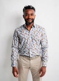 Chemise manches longues coupe droite bleu CAMBRIDGE homme