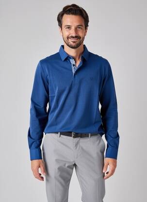 Polo manches longues manches longues bleu CAMBRIDGE homme
