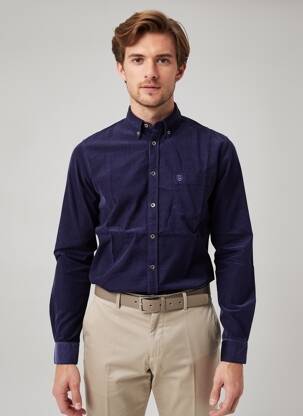 Chemise manches longues coupe droite bleu CAMBRIDGE homme