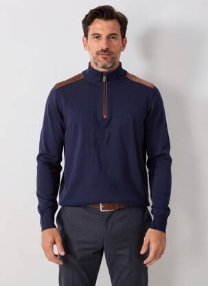 Pull stretch manches longues bleu CAMBRIDGE homme