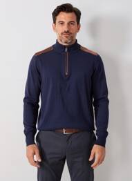 Pull stretch manches longues bleu CAMBRIDGE homme