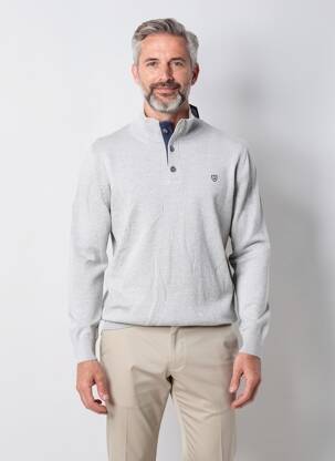 Pull stretch manches longues gris CAMBRIDGE homme