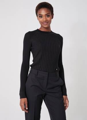 Pull stretch manches longues noir C'EST BEAU LA VIE femme