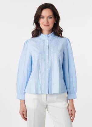 Chemisier coupe droite manches longues bleu JULIE GUERLANDE femme
