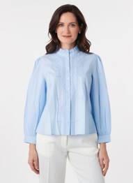 Chemisier coupe droite manches longues bleu JULIE GUERLANDE femme