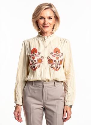 Chemisier coupe droite manches longues beige JULIE GUERLANDE femme